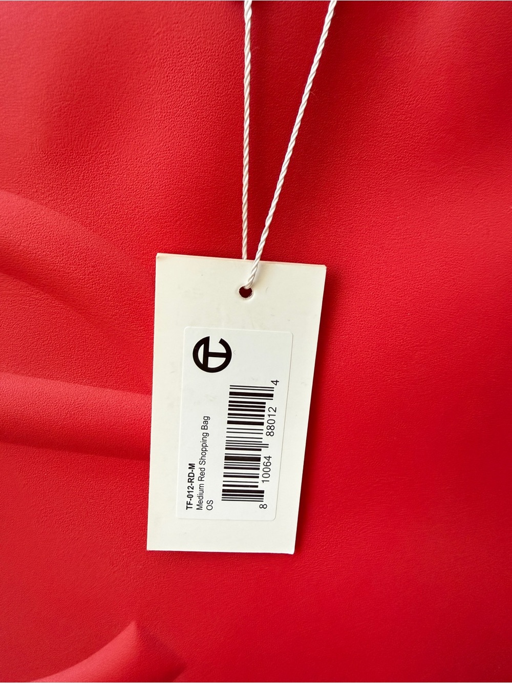 Telfar Bright Red Shopping Tote with Embossed Logo - Picture 3 of 5